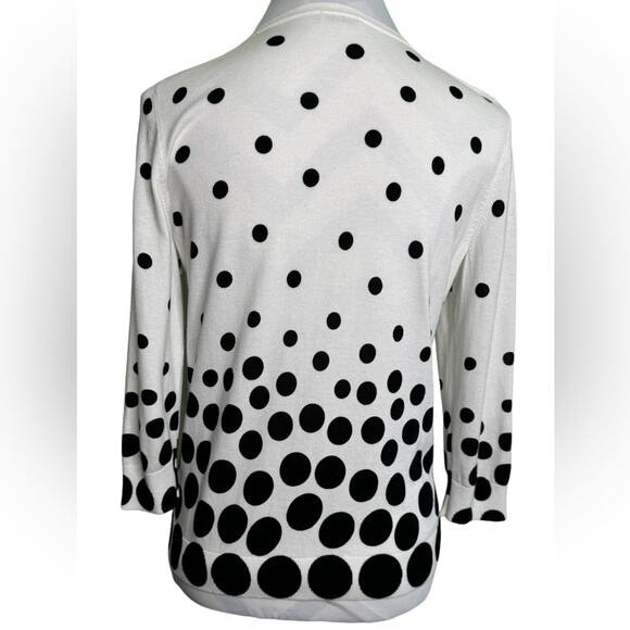 Talbots White and Black Polka Dot Cardigan Size Petite - Picture 4 of 8